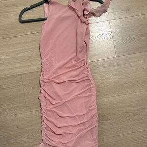 Oh Polly Pink Low Back Ruched Mini Dress